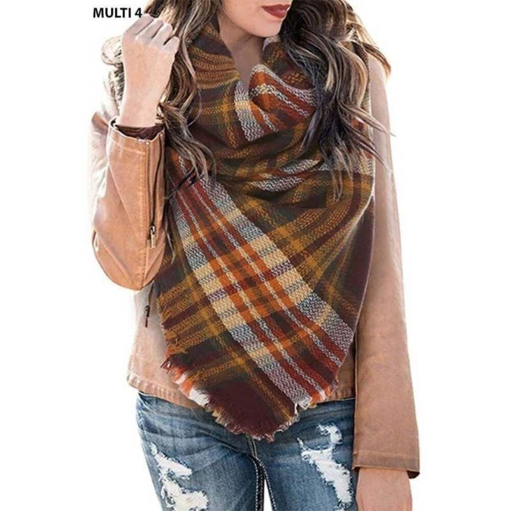 Oversized Tartan Plaid Blanket Scarf Large Checked Wrap Shawl